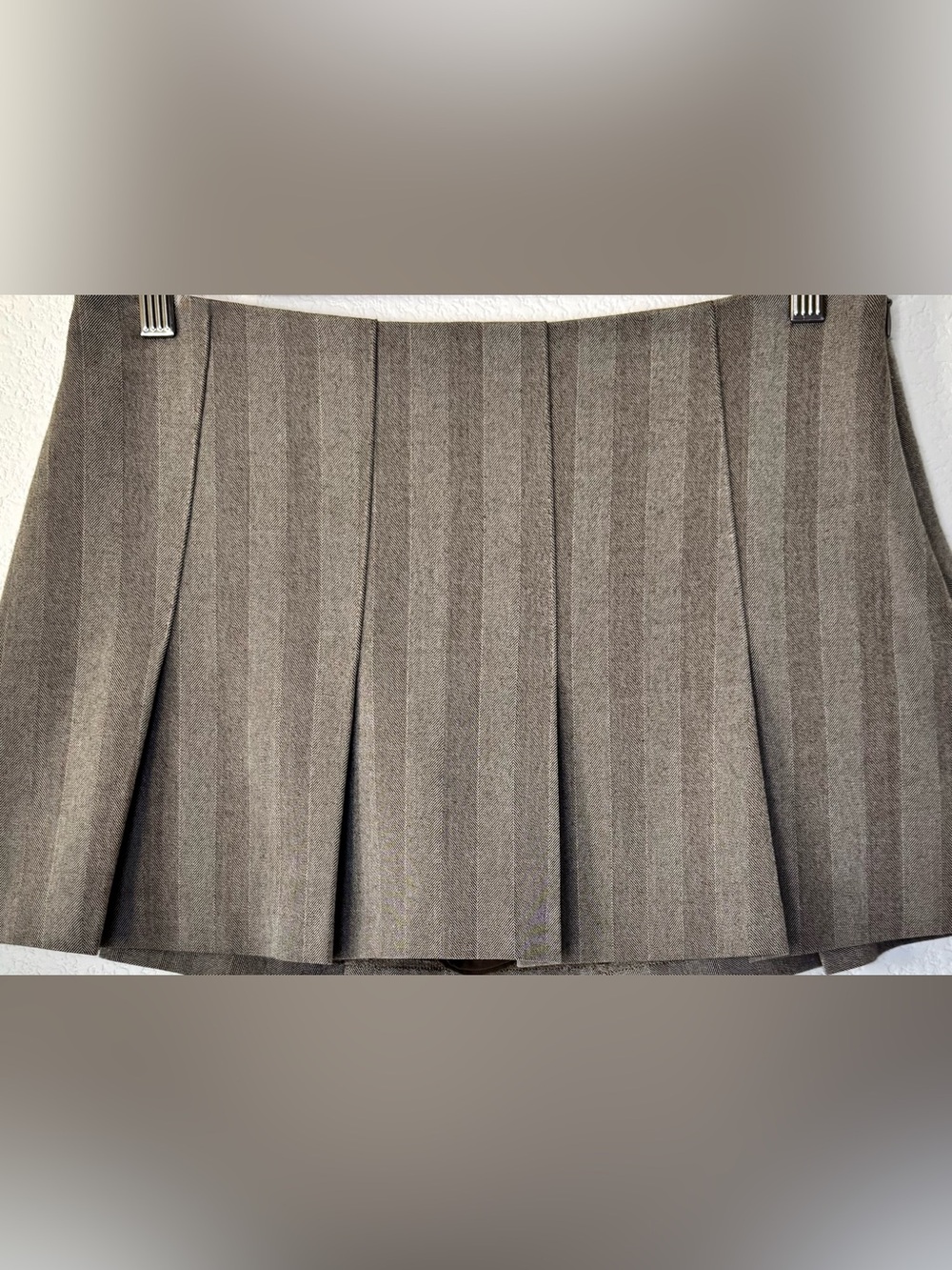 Abercrombie & Fitch Taupe Herringbone Pleated Mini Skort Preppy Tennis Size S